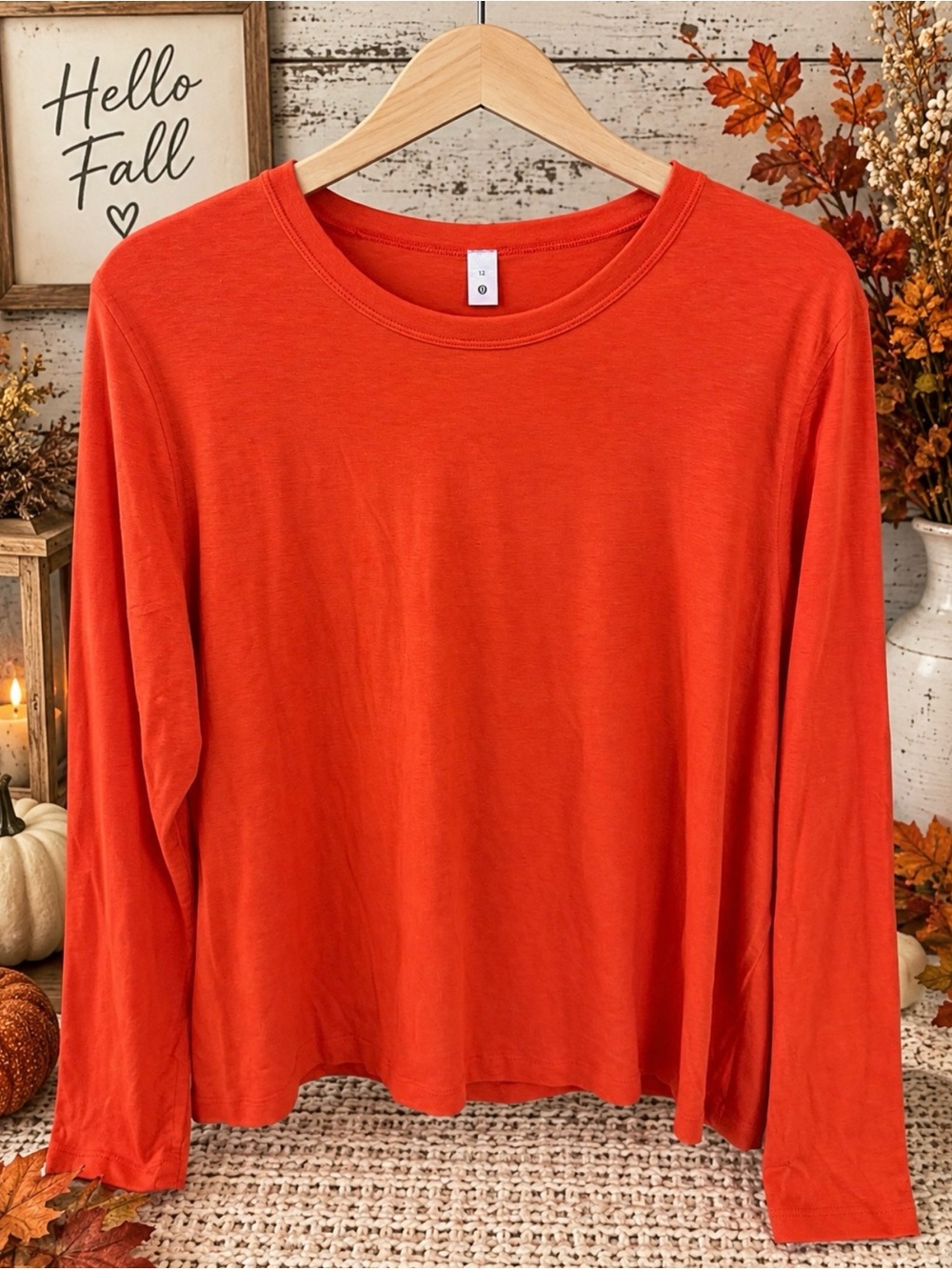 lululemon athletica Women's Long Sleeve Crewneck Top - Bright Orange